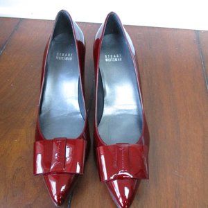 Womens Stuart Weitzman Tuxbow Patent Leather Pump Heels Shoes Size 8.5 M